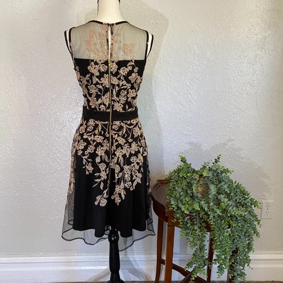 J. Taylor ~ Black and Gold Embroidered Dress ~ 10 - Picture 3 of 7